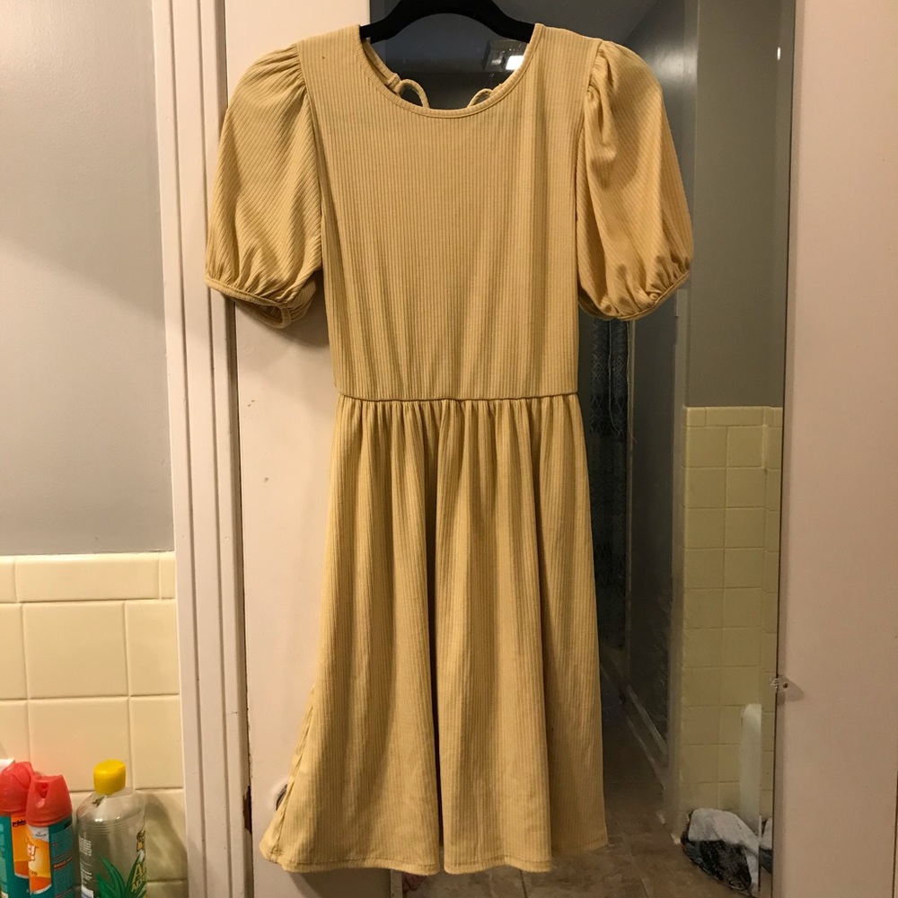 Yellow lace back dress